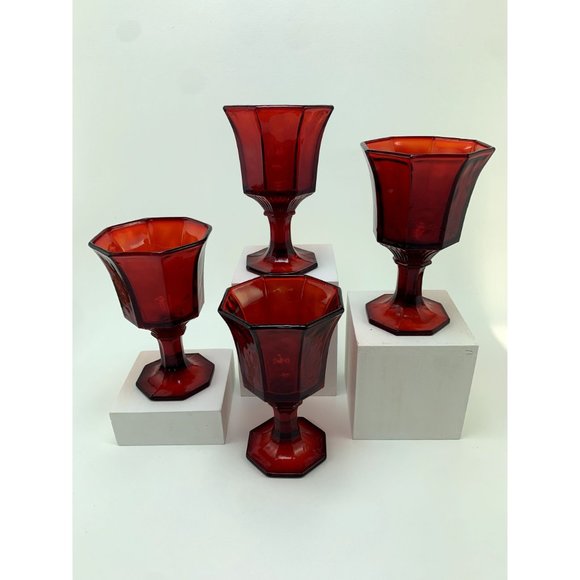 Vintage Independance Ruby Red Glass Wine Cordials. - Picture 5 of 9